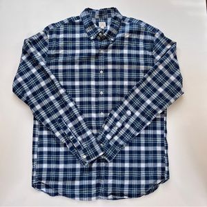 J. CREW Vintage Oxford Tailored Size Large Blue Plaid Long Sleeve Button Shirt